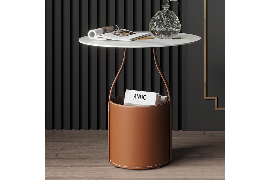 Side table Saddle leather side table fashion design side table Multifunctional side table