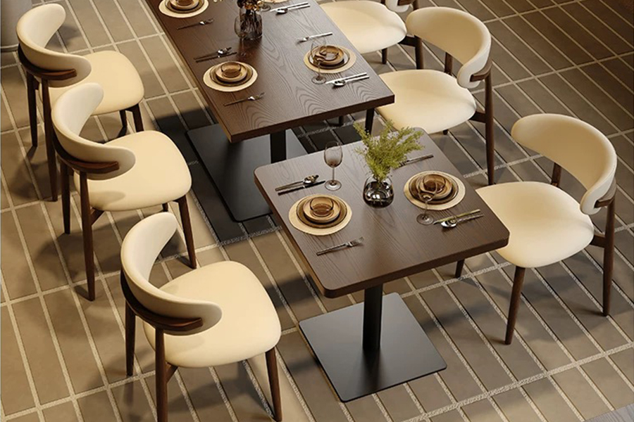 Industrial style retro restaurant table and chair combination cafe solid wood square dining table and chair booth sofa square