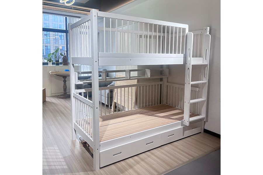 Nordic style all solid wood bunk bed for kids High-low bed multi-functional children's beds