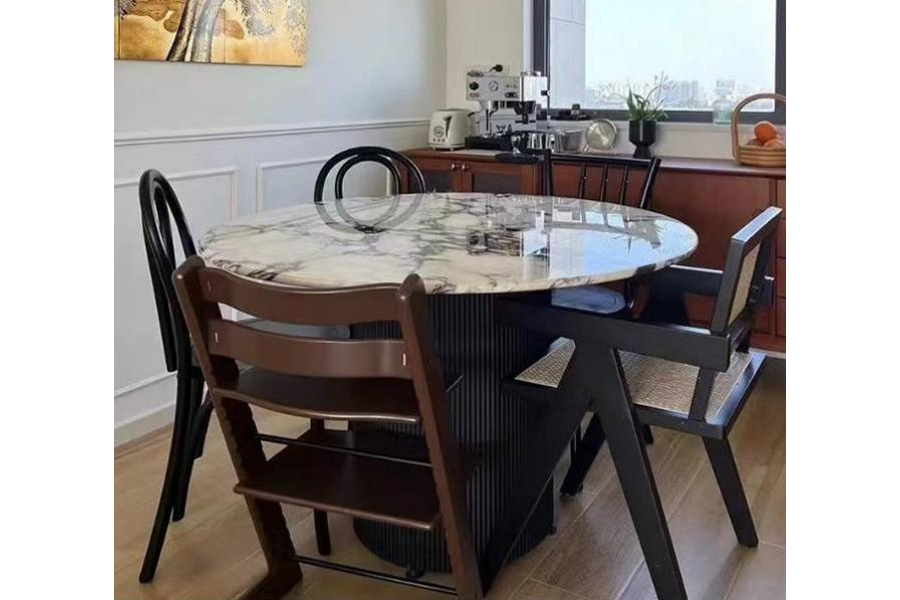 Sintered stone top dining table round top dining table Medieval style dining table