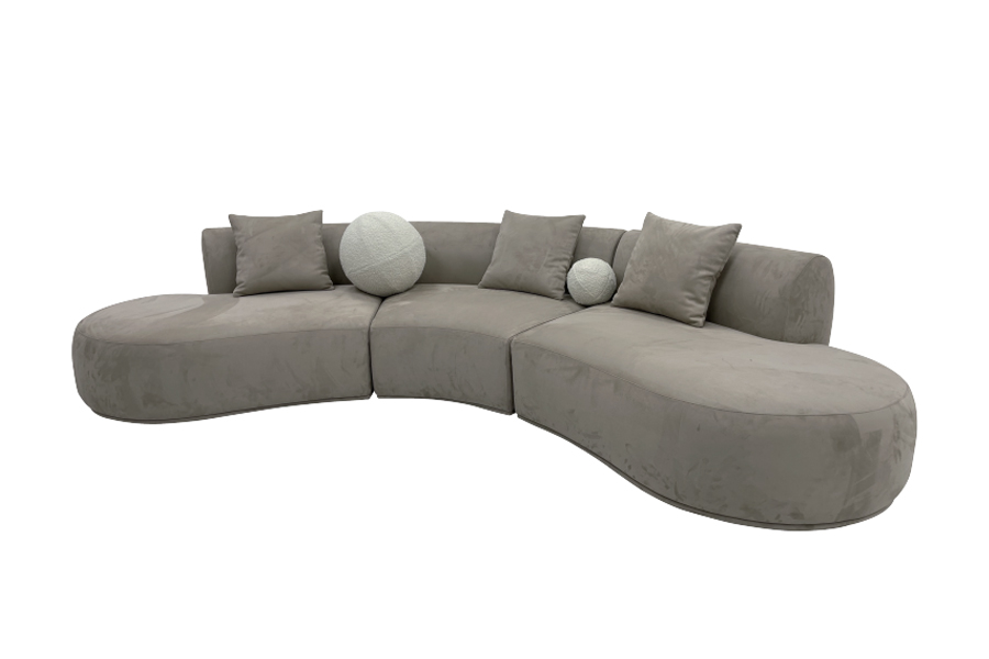 Modern light luxury arc-shaped fabric sofa, court home villa designer furniture combination sofa