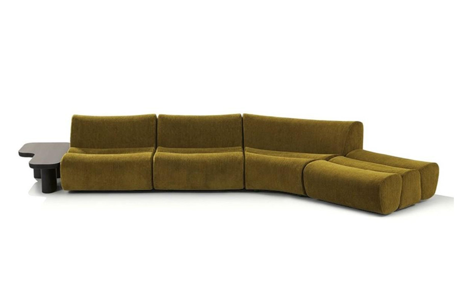 Sofa-Bamboo-jointed sofa curved shape  snow linen sofa  reception sofa modular sofa