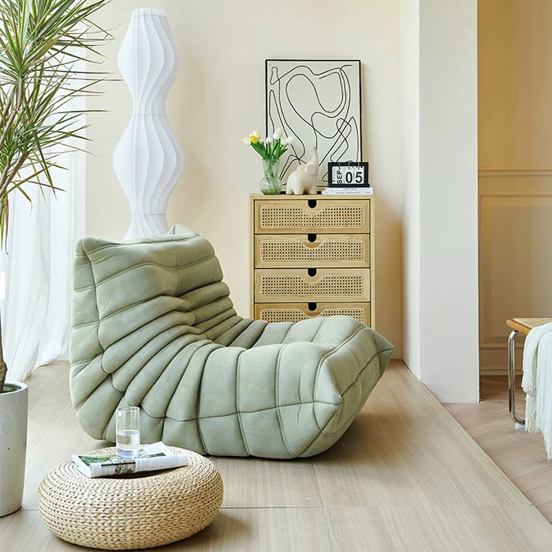 Caterpillar Vesgantti Togo Sofa for Small Spaces Floor Sofa with Memory Foam Bonless Faux Suede Couch Small Sofa for Bedroom & Living Room