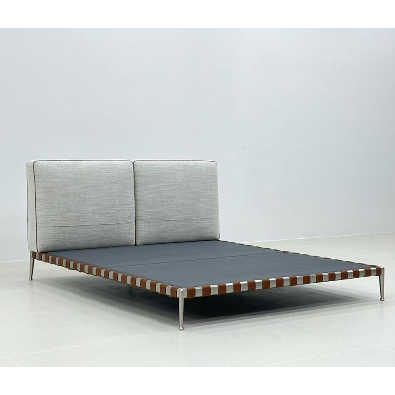 Italian minimalist stainless steel woven master bedroom high-end double bed