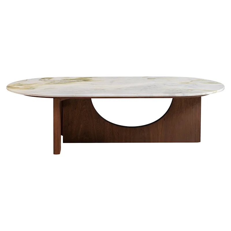 Wood Base Natural stone Top Coffee Table