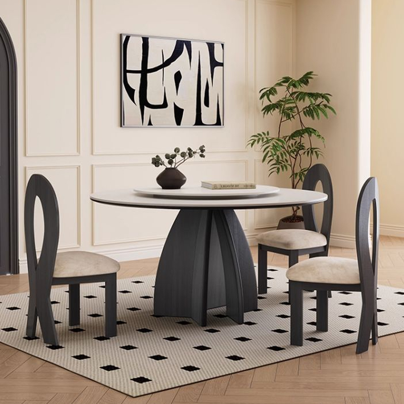 Medieval style solid wood Round dining table dining room modern dining table and chairs