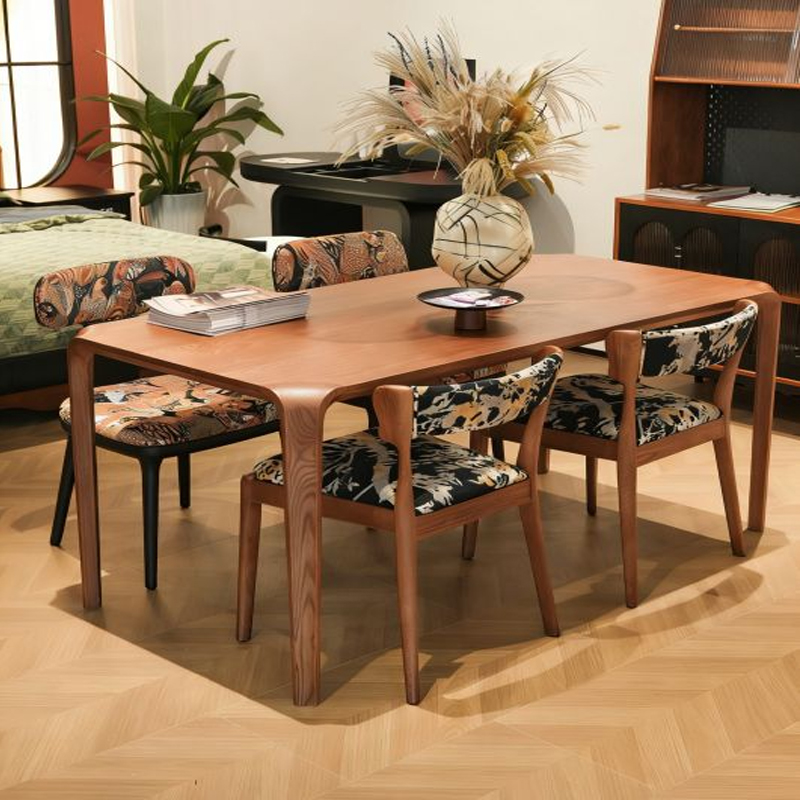 Medieval style  Square dining table Nordic-style solid wood dining table and chairs