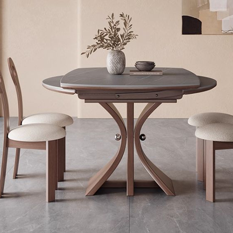Medieval style solid wood Exendable dining table home dining room round dining table