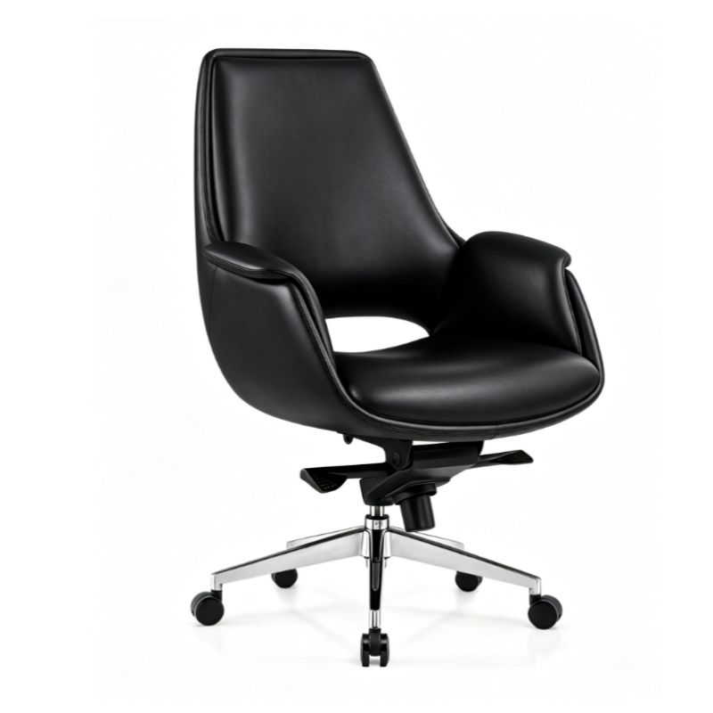 Office Chair Medium back chair with fixed arms and swivel chrome base