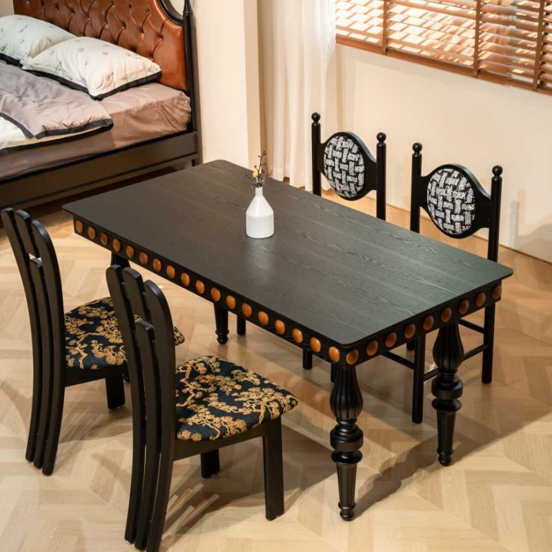 Medieval style dining room solid wood Square dining table
