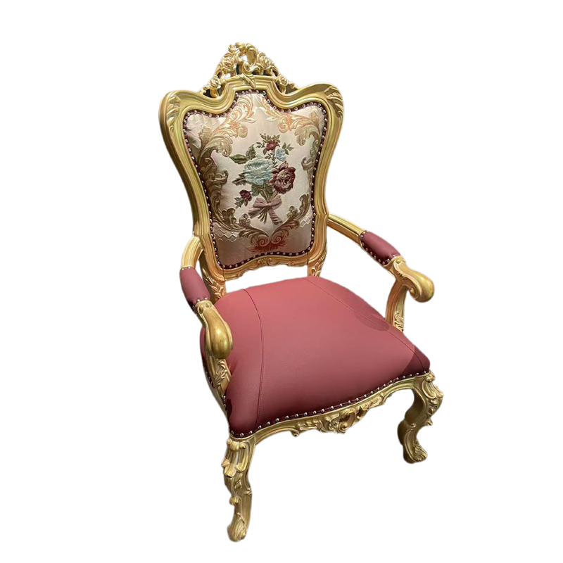 Rococo Gilded High-Back Floral Embossed Armchair