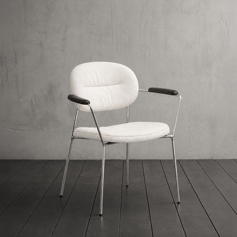 Bella Chair Multi-Purpose Accent Chair, Italian Minimalist Designer Dining Chair & Reading Chair, Fabric Upholstered Armchair for Villa Dining Room & Study