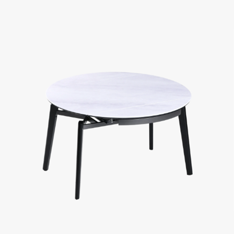 Microcrystalline stone Top Carbon Steel Base Solid Wood Legs Function dining table For Dining Room