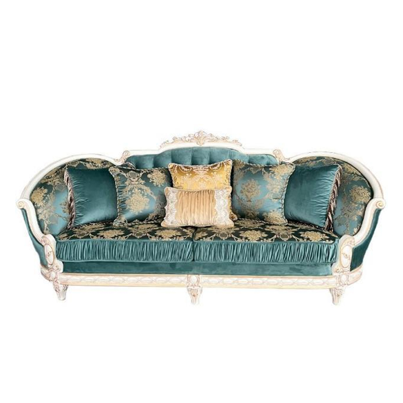 Classic French Vintage Carved Gold‑Trimmed Sofa Living Room Set