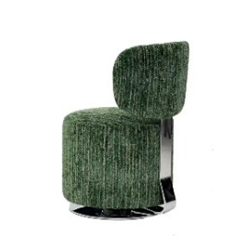 Sculptural Vanity Stool in Starlight Chenille With Low Back