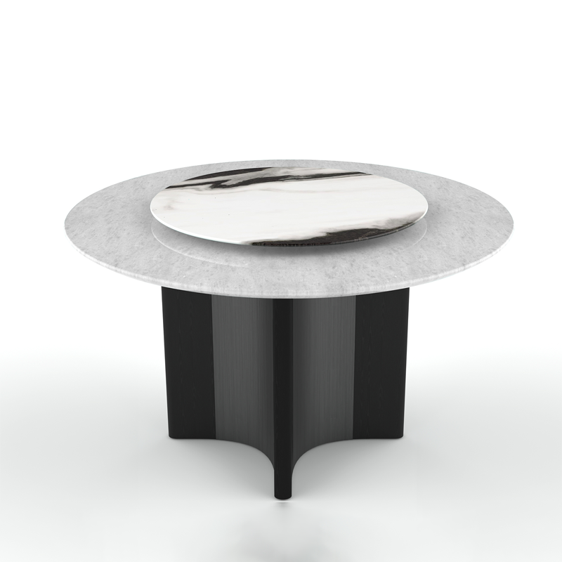 Marble Top Stainless Steel Round Dining Table For Dining Room