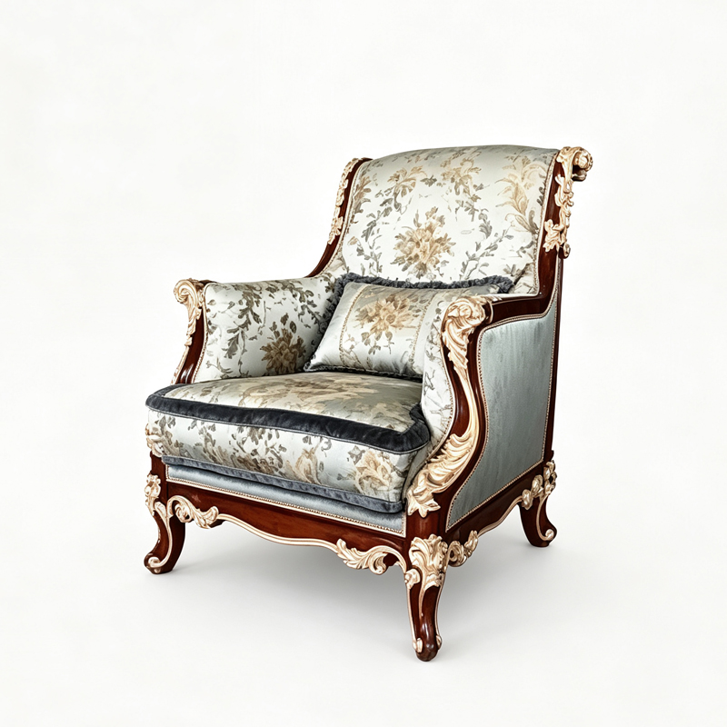 Rococo Gilded Carved Floral Accent Armchair