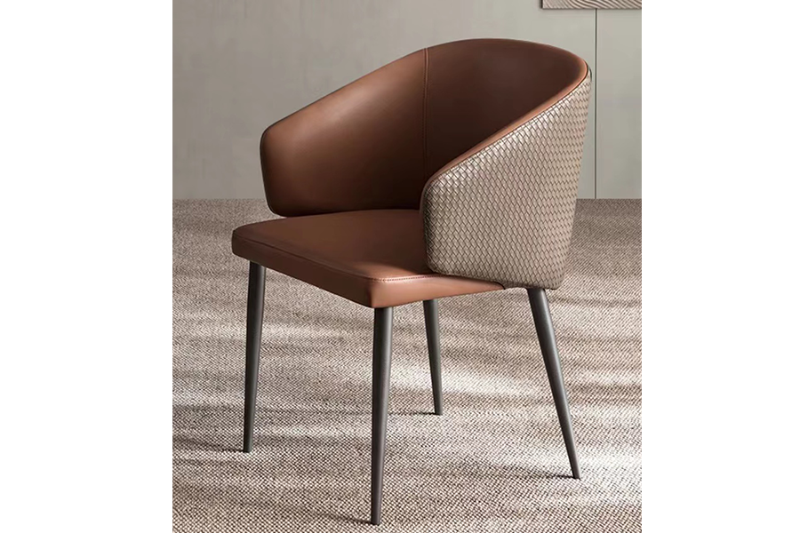 Frans Dining chair HM0691-D-302 Italian light luxury dining chair minimalist Napa leather single chair high-end backrest dining chair