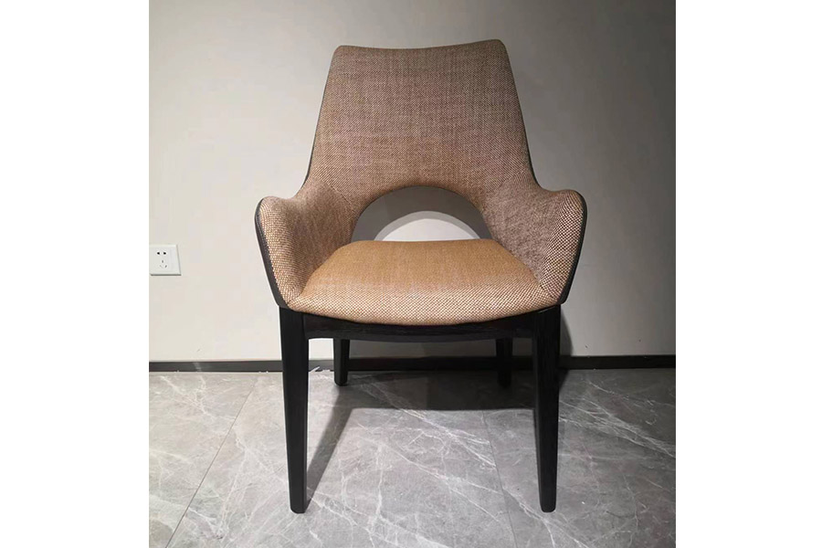 Frans Dining chair HM0652-Y264Italian style light luxury home dining chair modern simple designer cloth solid wood foot armchair