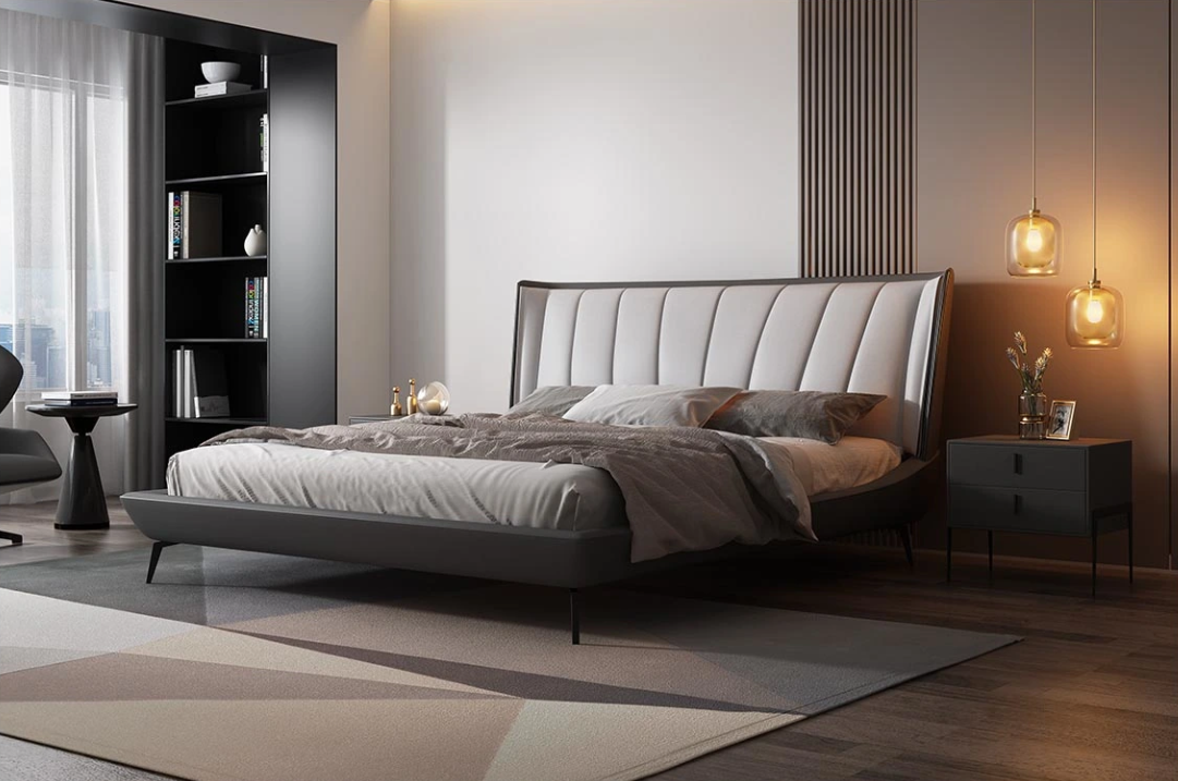 Teemliving grey tufted bed