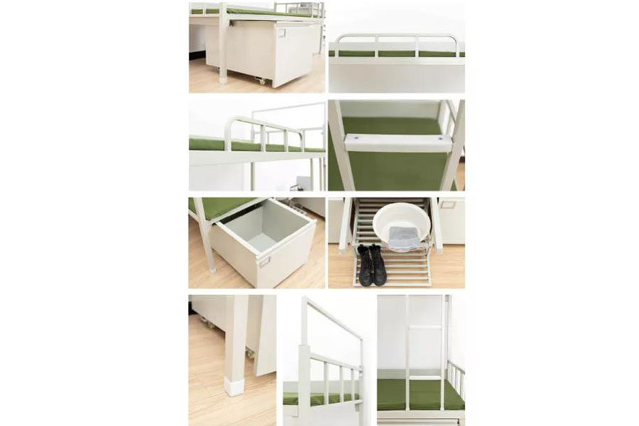 grey single bed with drawers