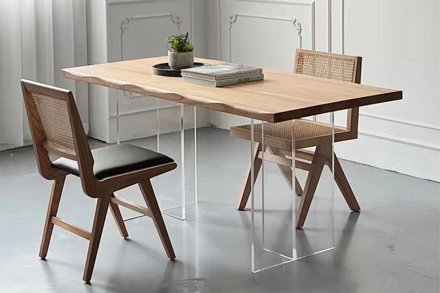 Giotto Dining table Desk Reading table HM0040-CJT218 Solid wood edge with ash veneer Acrylic foot