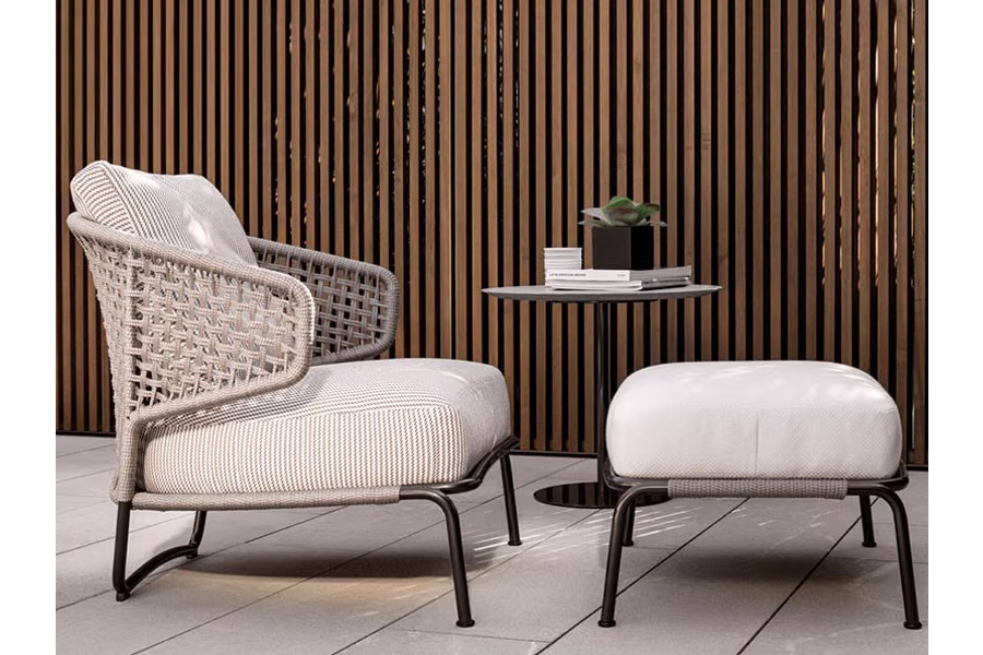 Bronzino outdoor balcony aluminum rattan sofa chair designer simple model house rattan chair sofa set HM596-XOT-S16