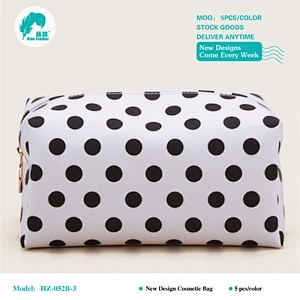 White with black dots cosmetic bags