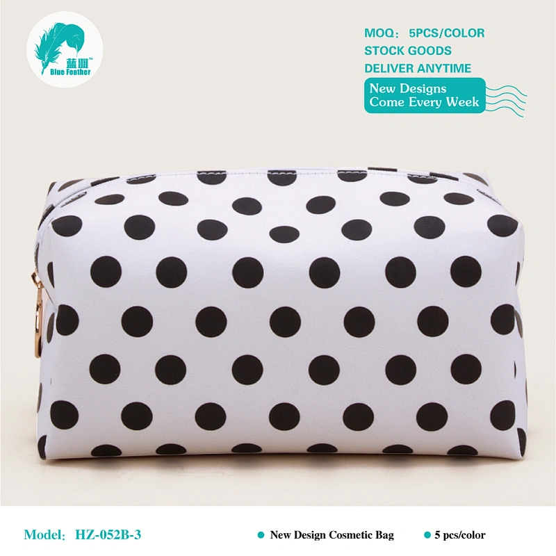 White with black dots cosmetic bags