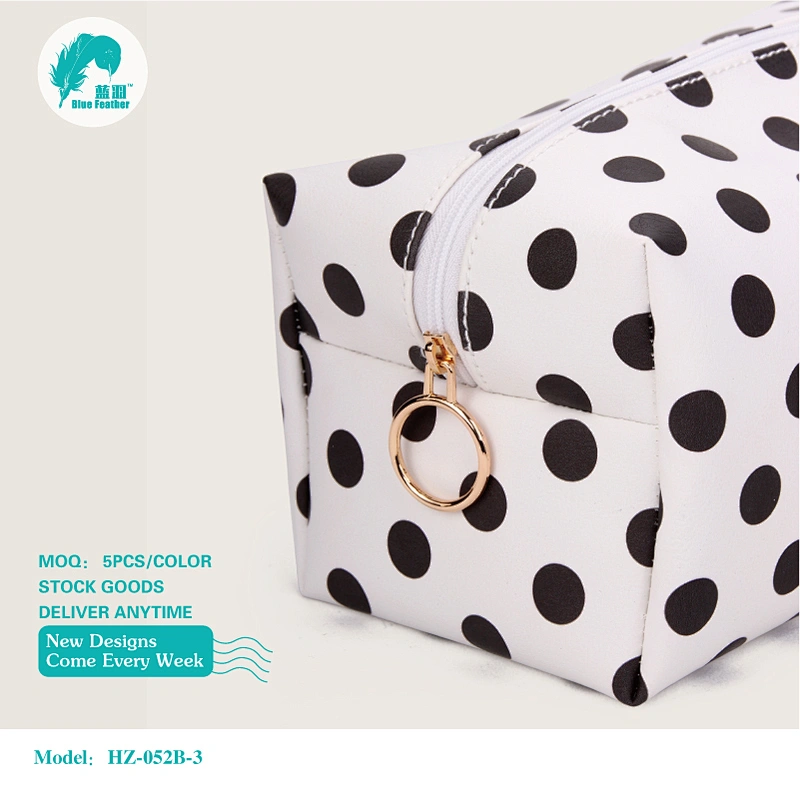 White with black dots cosmetic bags