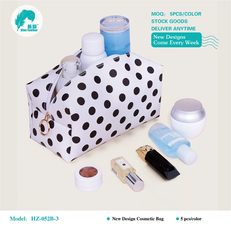 White with black dots cosmetic bags