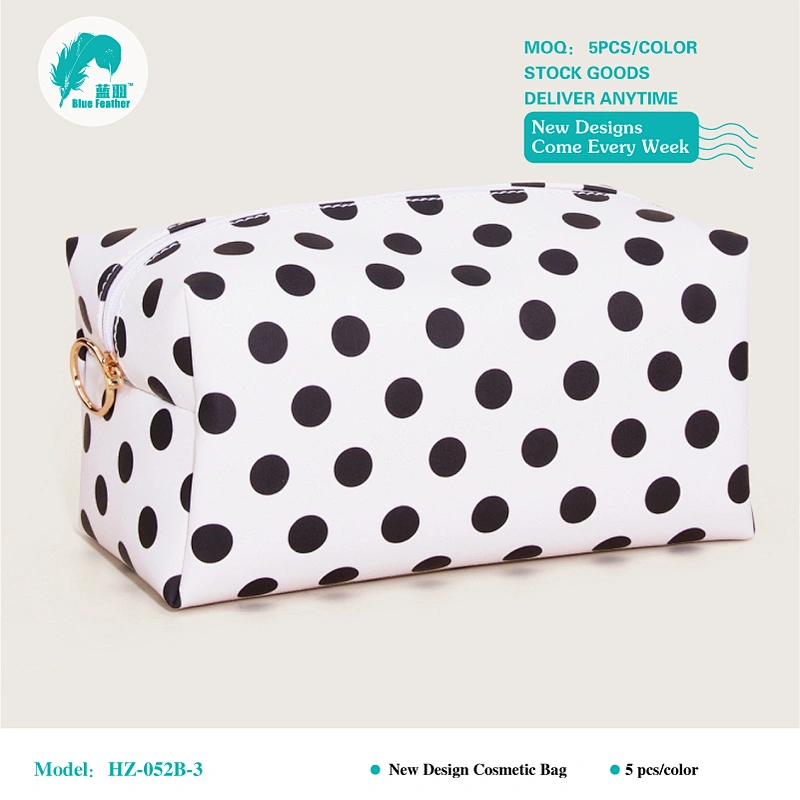White with black dots cosmetic bags