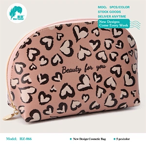 Leopard heart cosmetic bags
