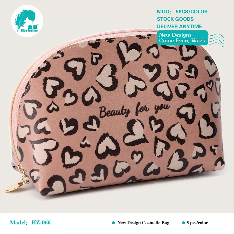 Leopard heart cosmetic bags