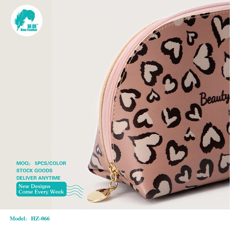Leopard heart cosmetic bags