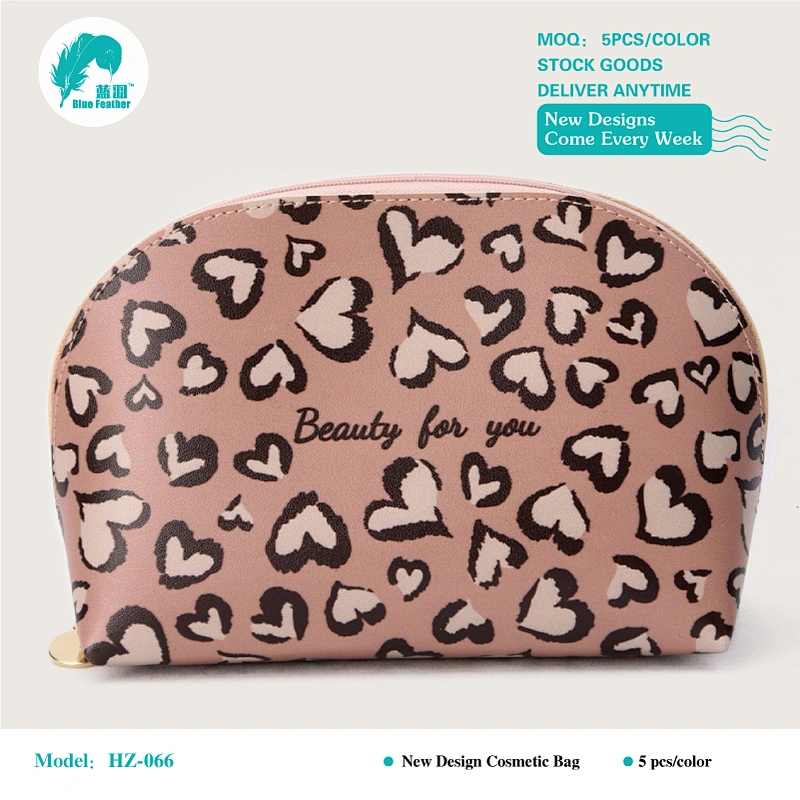 Leopard heart cosmetic bags