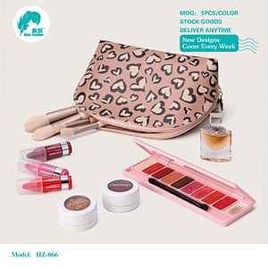 Leopard heart cosmetic bags