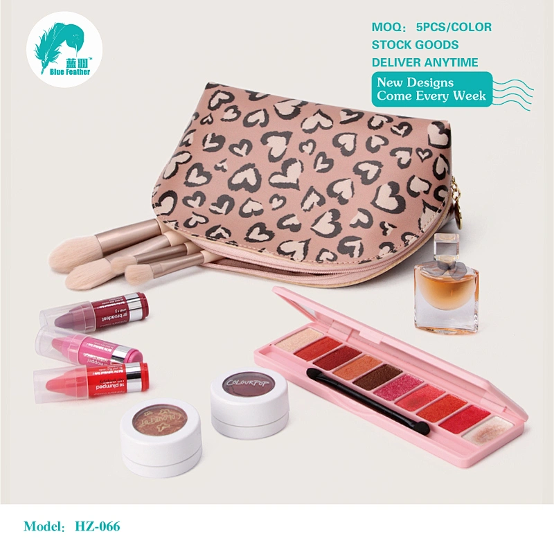 Leopard heart cosmetic bags
