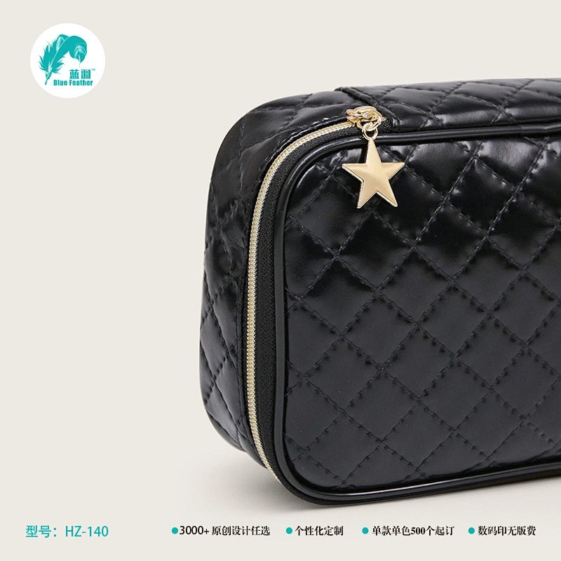 化妆包 长方形上开盖黑色化妆包新品 化妆品收纳袋