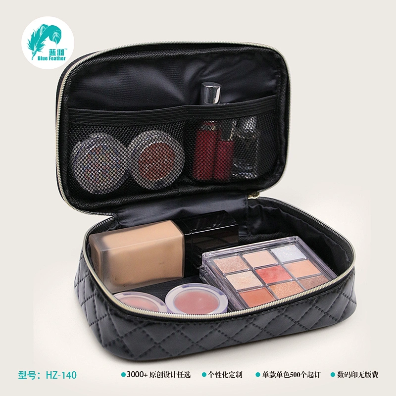 化妆包 长方形上开盖黑色化妆包新品 化妆品收纳袋