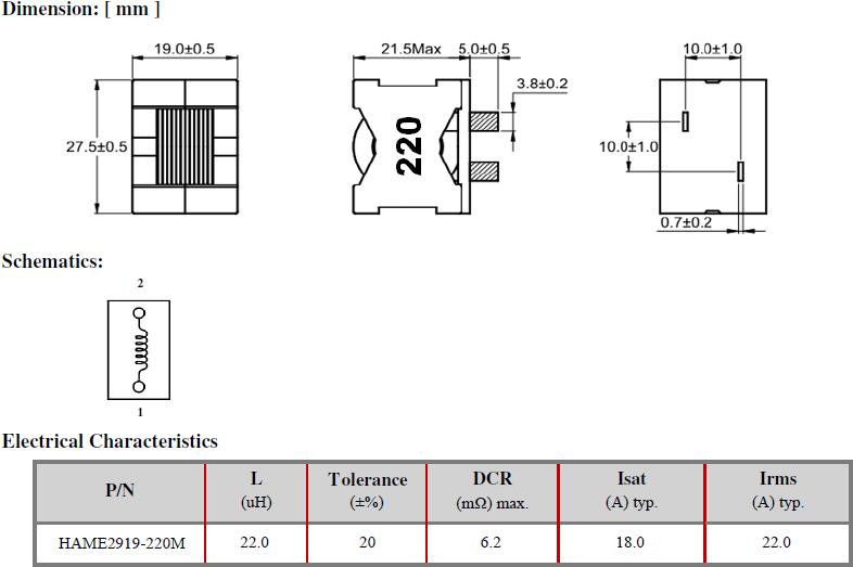 HAME-Dimension-Electrical-Characteristics