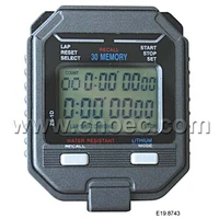 Cronometro elettrico, display a 2 righe, 30 memorie