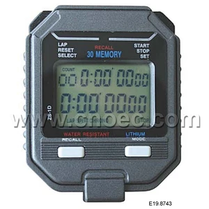 Stopwatch Listrik, Tampilan 2 Baris, 30 Memori