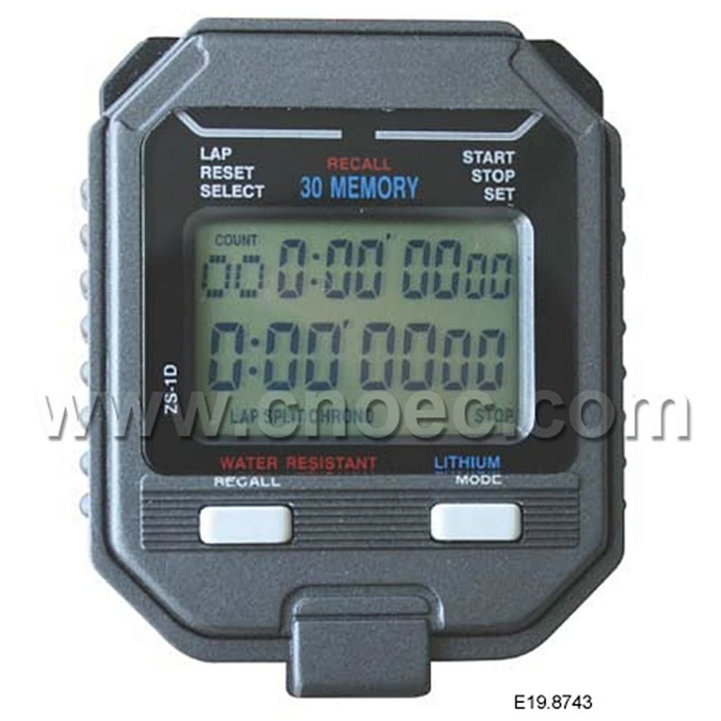 Stopwatch Listrik, Tampilan 2 Baris, 30 Memori