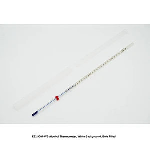 Alcohol Thermometer, White Background, Bule Filled