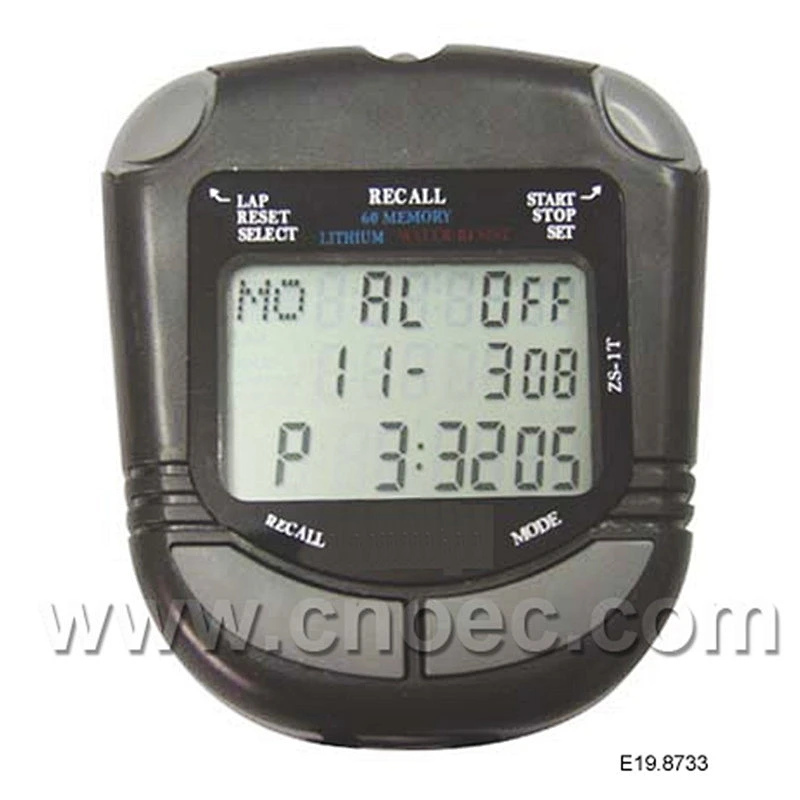 Cronometro elettrico, display a 3 righe, 60 memorie