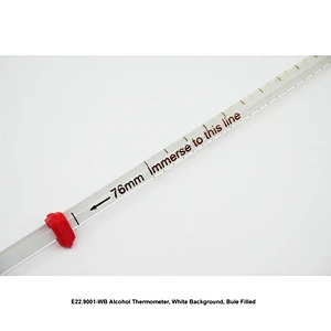 Alcohol Thermometer, White Background, Bule Filled