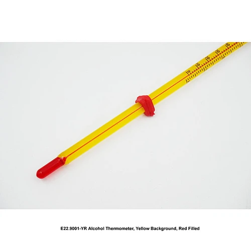 Termometer Alkohol, Latar Belakang Kuning, Isi Merah