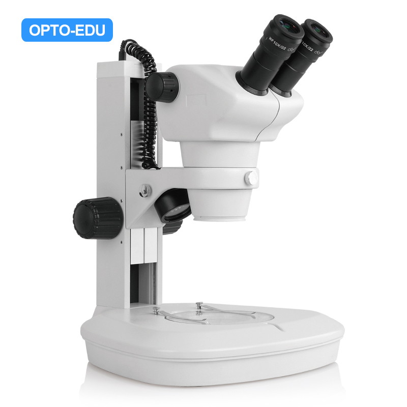 Zoom stereo microscoop, 0,8~5x, verrekijker, ventilator stand-up/onderste LED