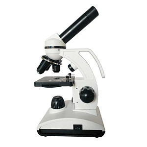 Microscope étudiant monoculaire, corps en métal, mise au point grossière